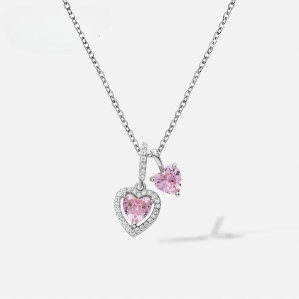 Pink Heart-Shaped Pendant Necklace