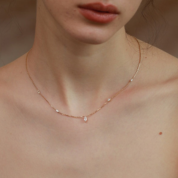 Marquise-Cut Zircon Pendant Necklace