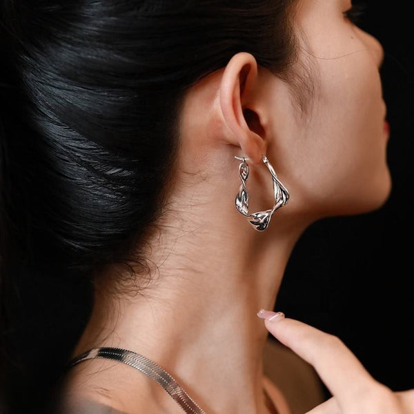 Chunky Croissant Braided Hoop Earrings