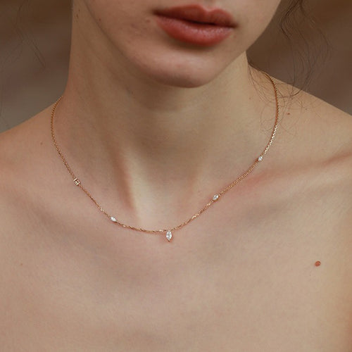 Marquise-Cut Zircon Pendant Necklace
