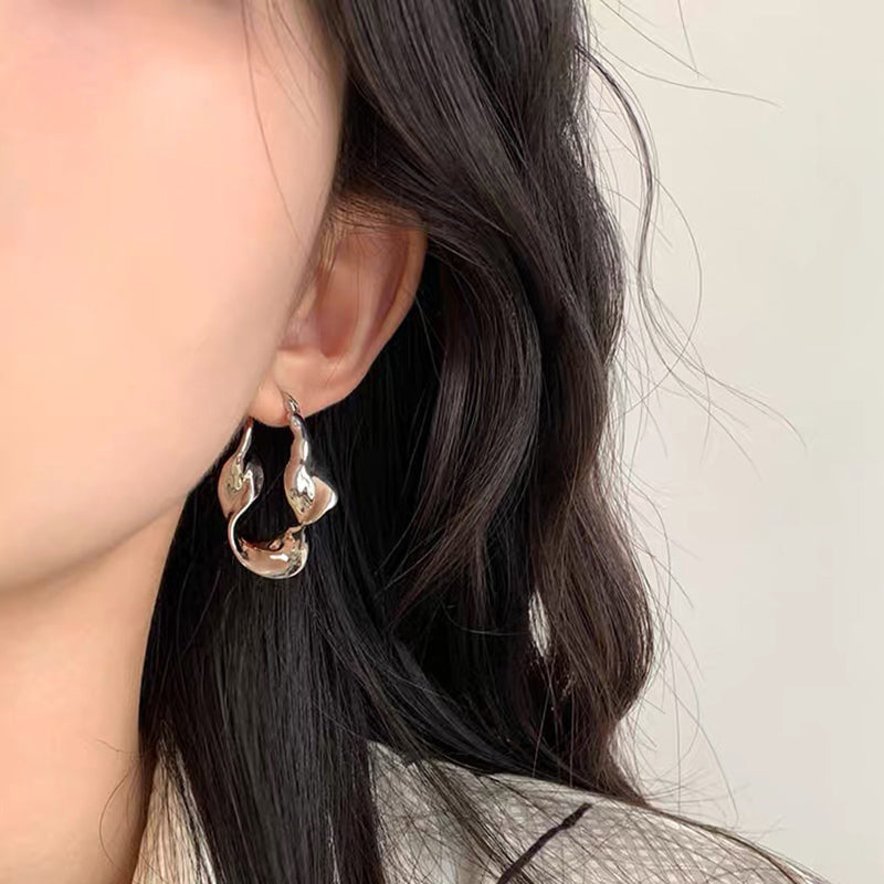 Chunky Croissant Braided Hoop Earrings