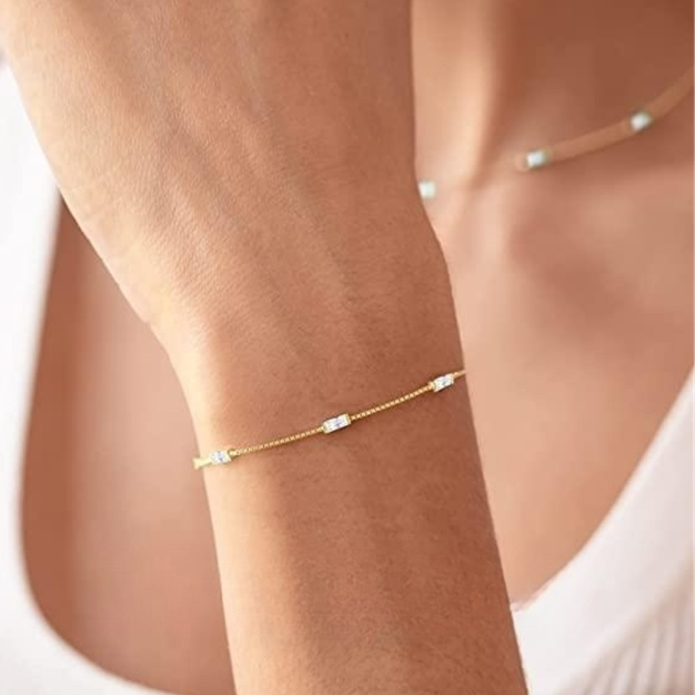 Emerald-Cut Zircon Bangle Bracelet