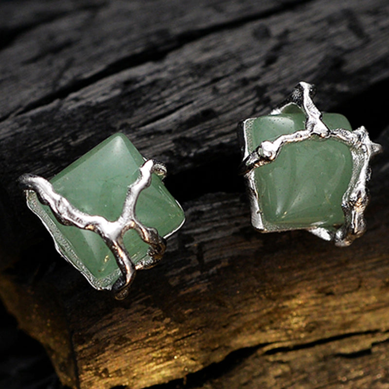 Sea Green Square Stud Earrings