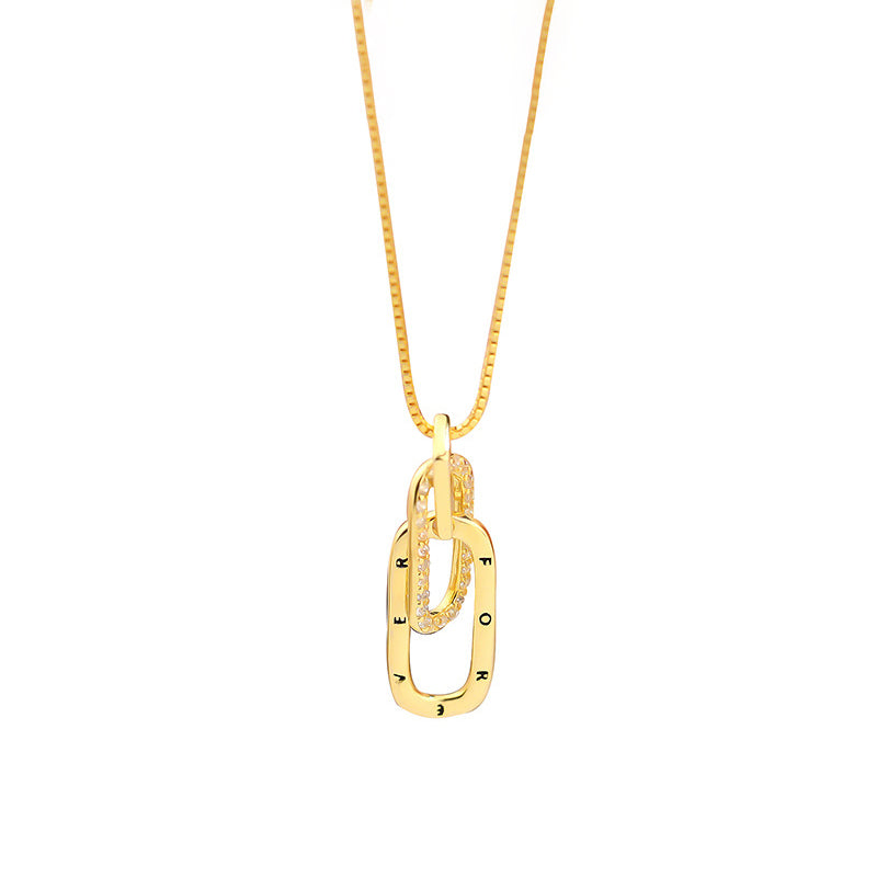 Crystal Geometric Oval & Forever Necklace