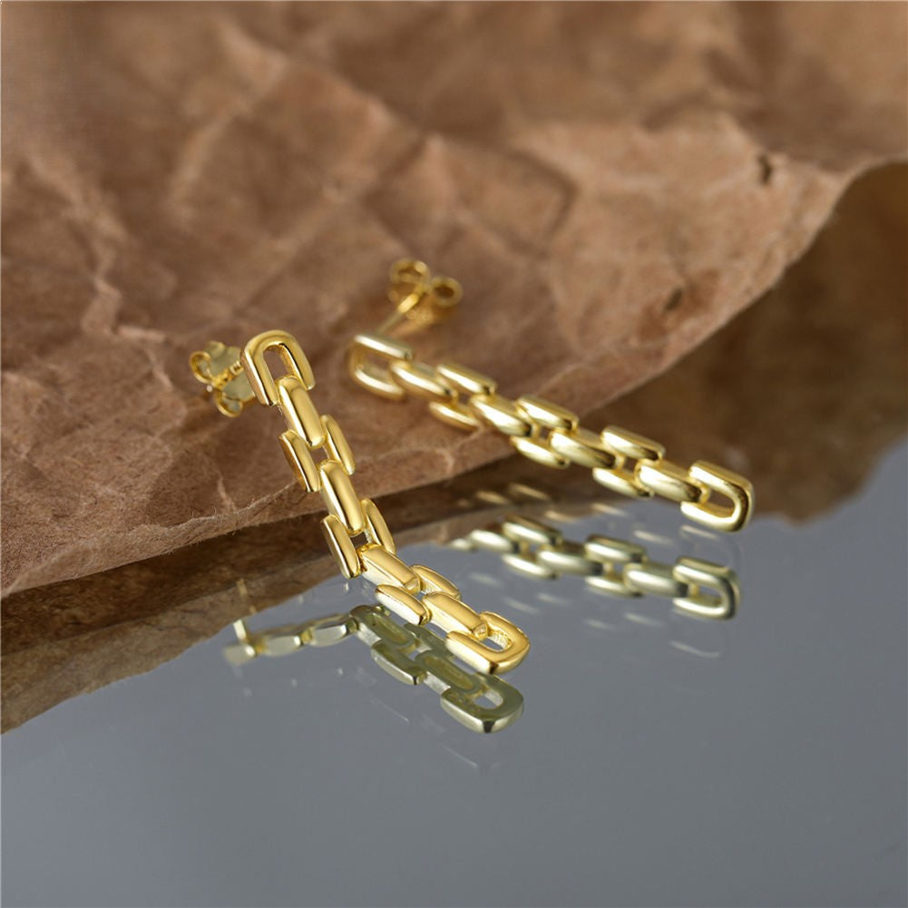 Geometric Chain Stud Earrings