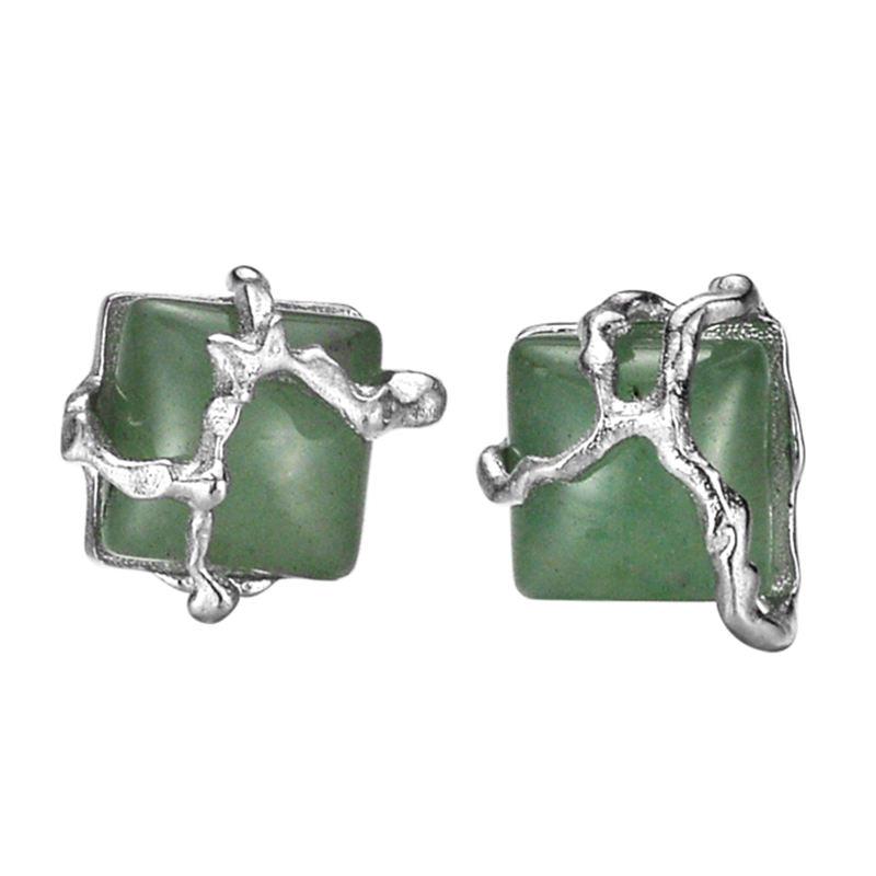 Sea Green Square Stud Earrings