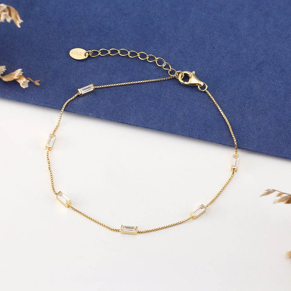 Emerald-Cut Zircon Bangle Bracelet
