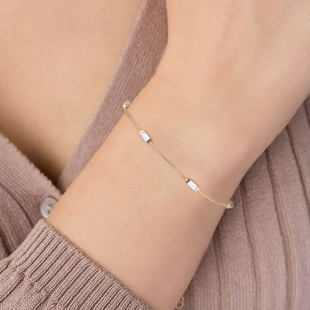 Emerald-Cut Zircon Bangle Bracelet