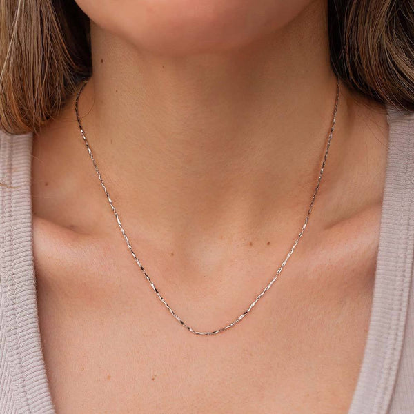 Rhodium-Plated Box Chain