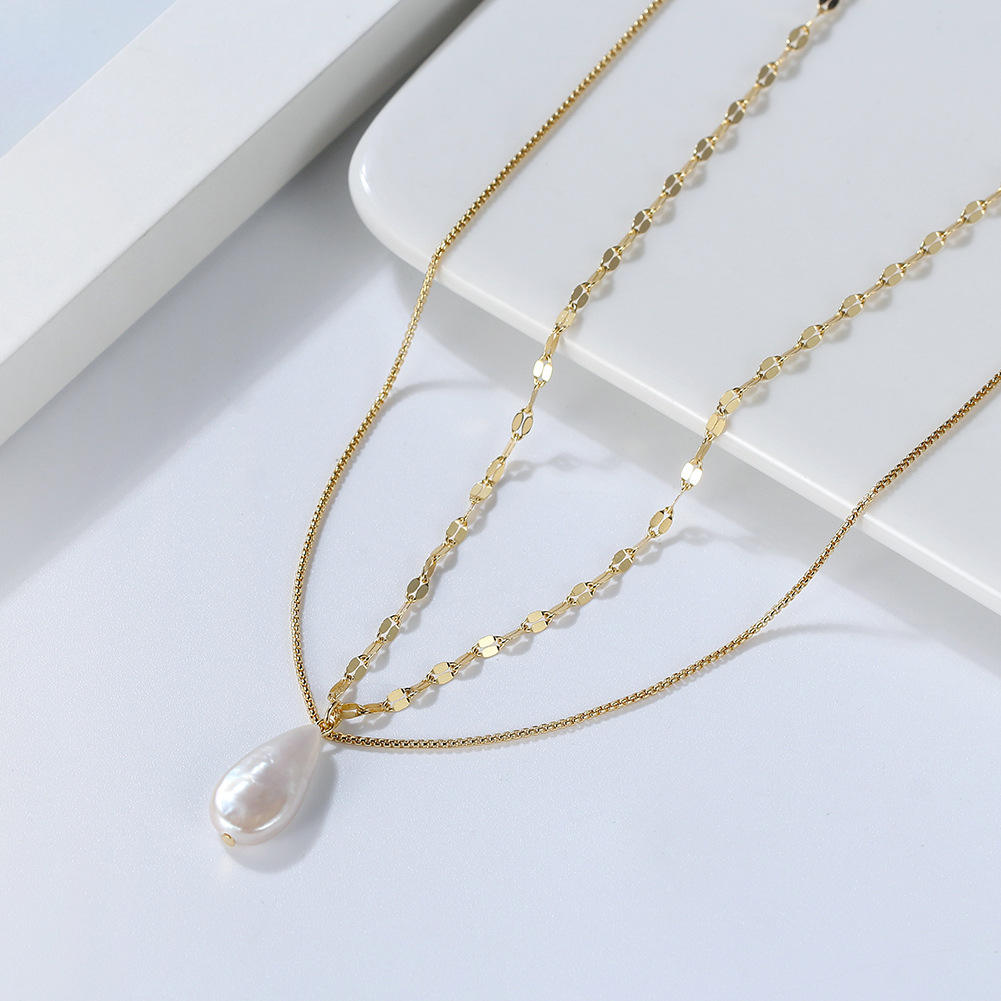 Vintage Pearl Layered Pendant Necklace