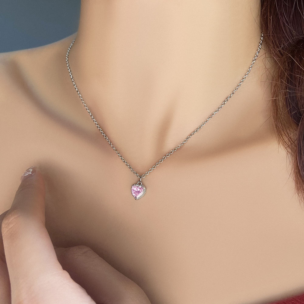 Pink Heart-Shaped Pendant Necklace