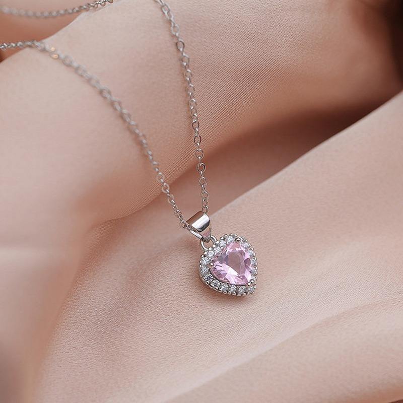 Pink Heart-Shaped Pendant Necklace