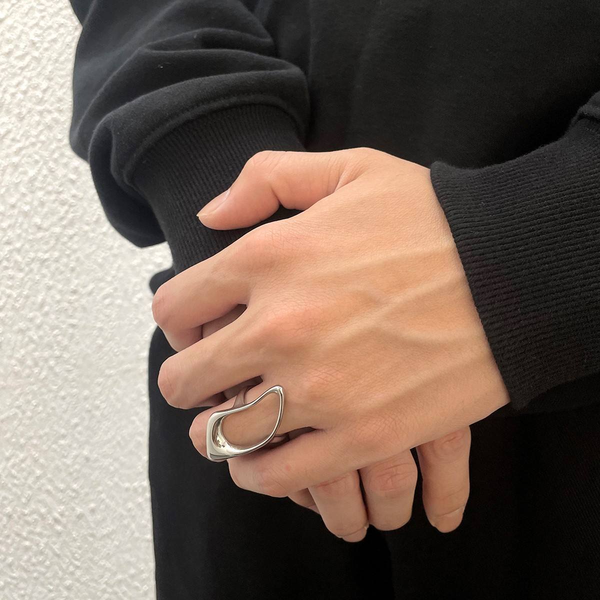 Bold Geometric Silver Ring