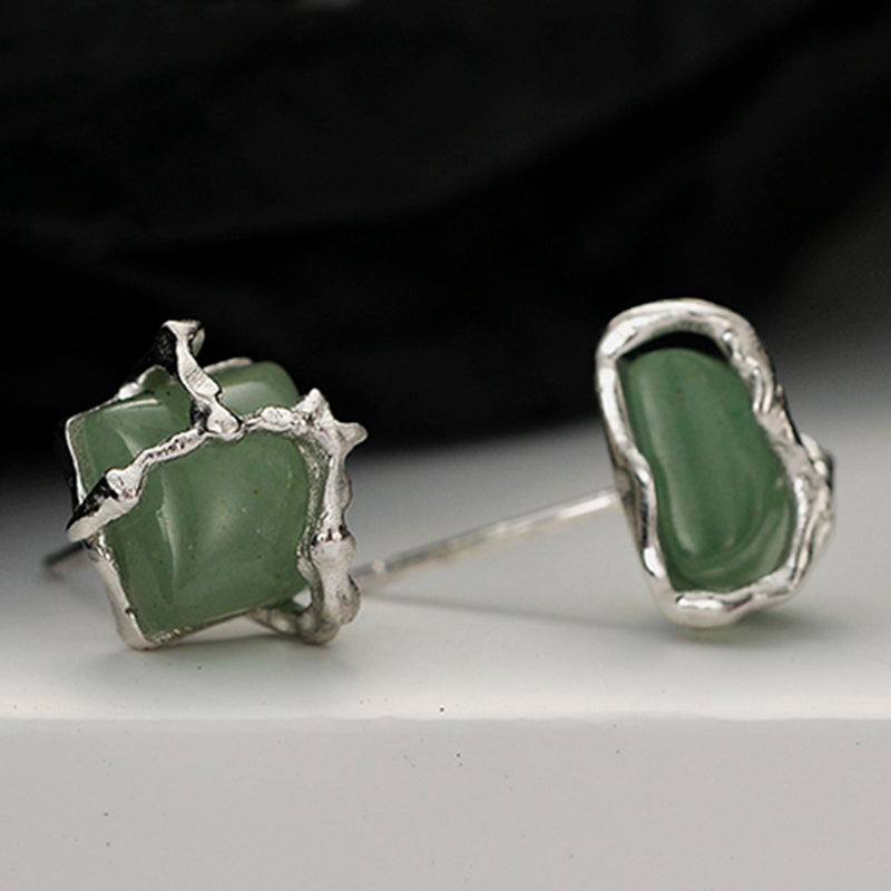Sea Green Square Stud Earrings