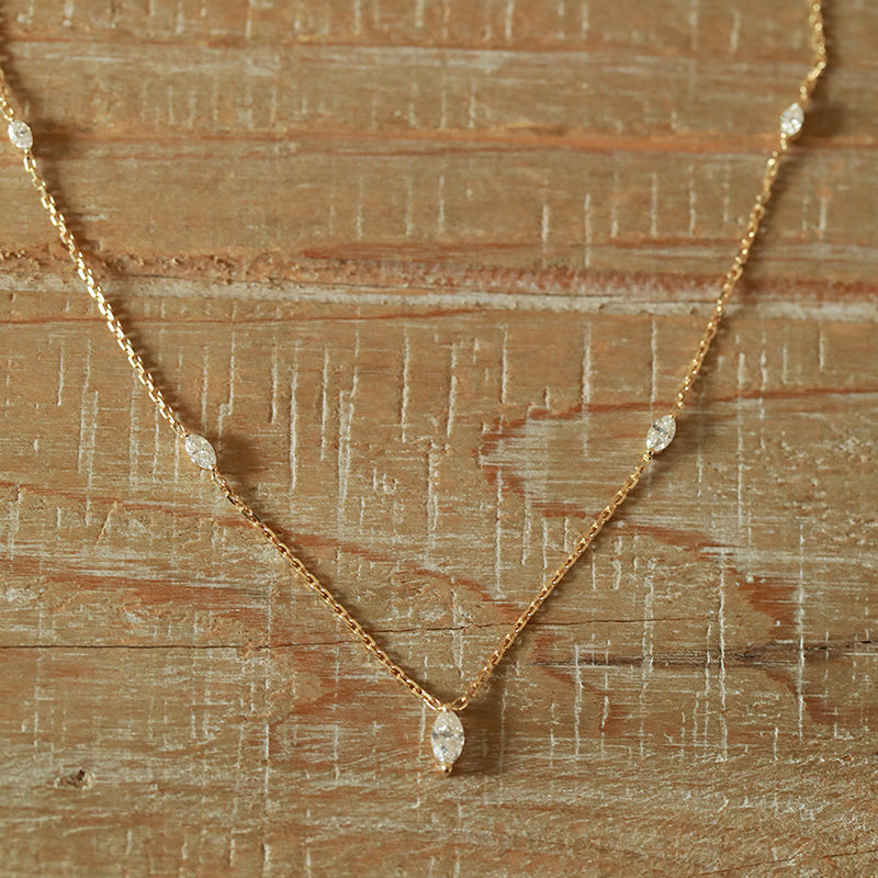 Marquise-Cut Zircon Pendant Necklace