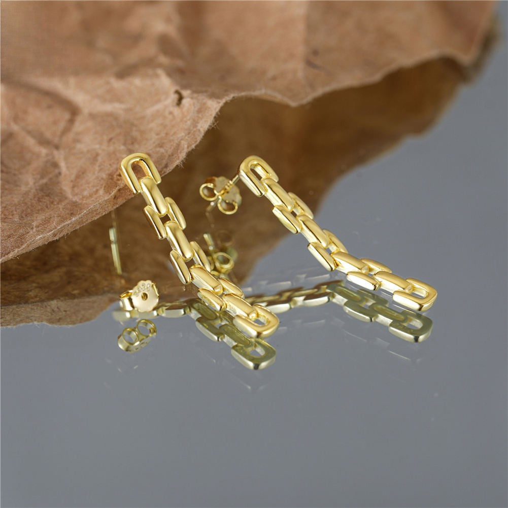 Geometric Chain Stud Earrings