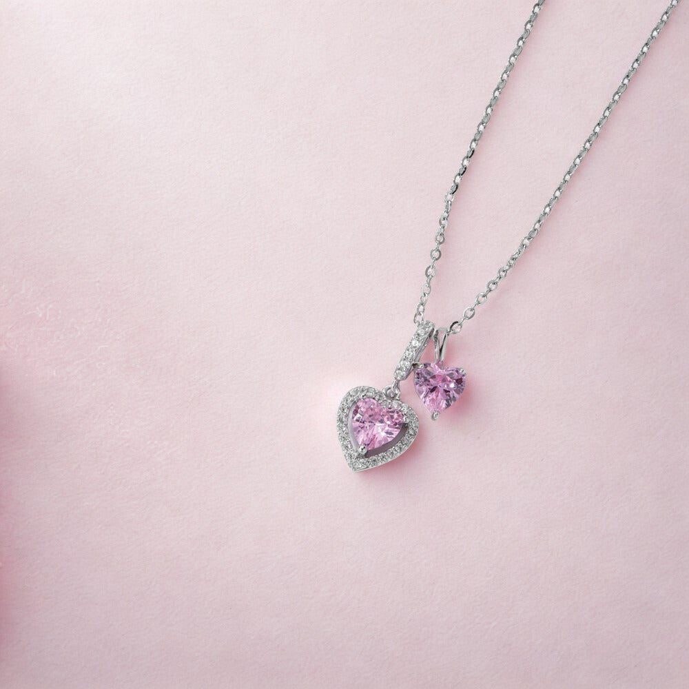 Pink Heart-Shaped Pendant Necklace